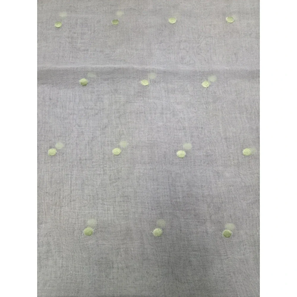 Set Of 2 Pottery Barn Kids Cotton White/ Light Green Polka Dot Curtain Panels